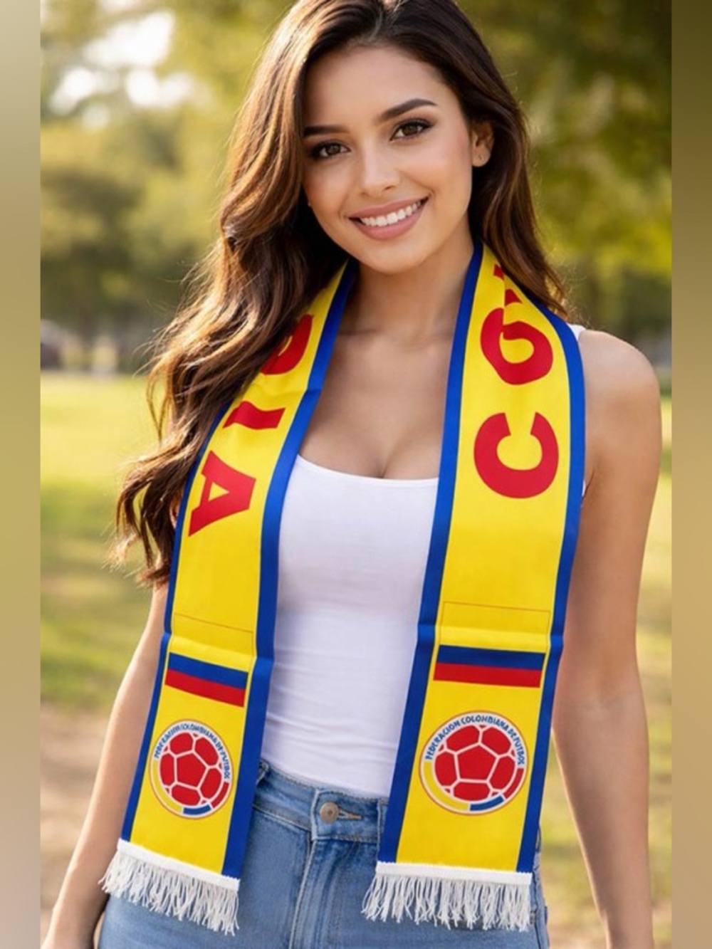 Colombia Red Blue Gold Patriotic Soccer Fan Gear World Cup Game Day Team Scarf